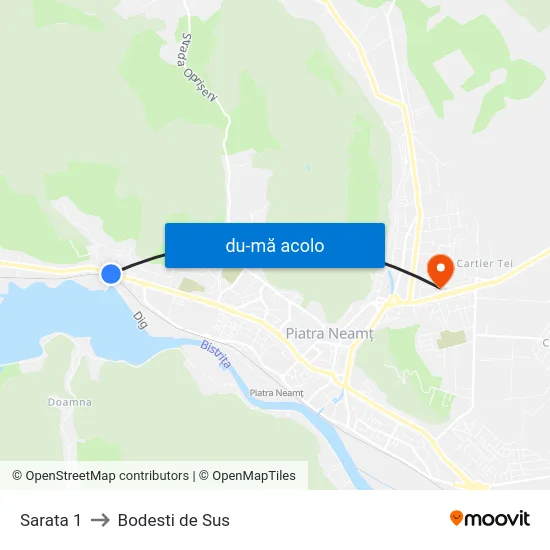 Harta de Sarata 1 către Bodesti de Sus