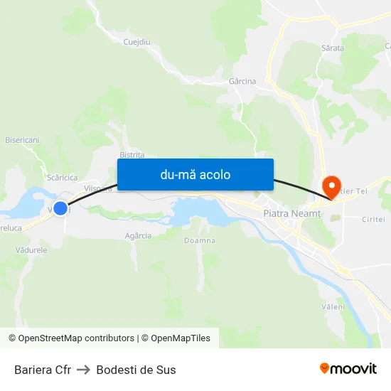 Harta de Bariera Cfr către Bodesti de Sus