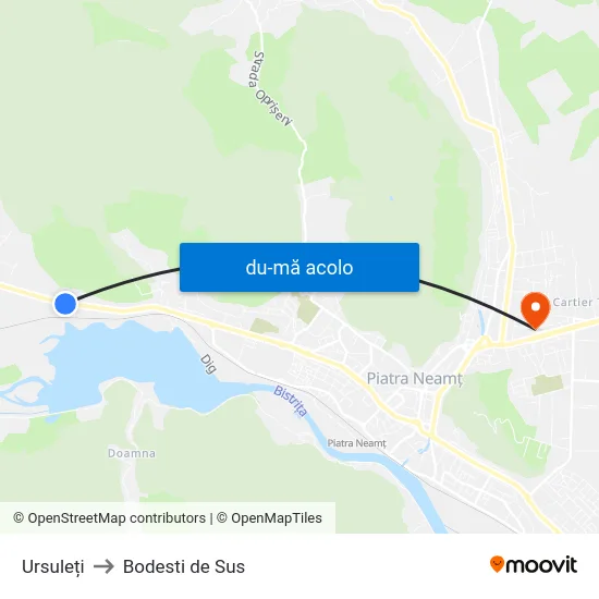 Harta de Ursuleți către Bodesti de Sus