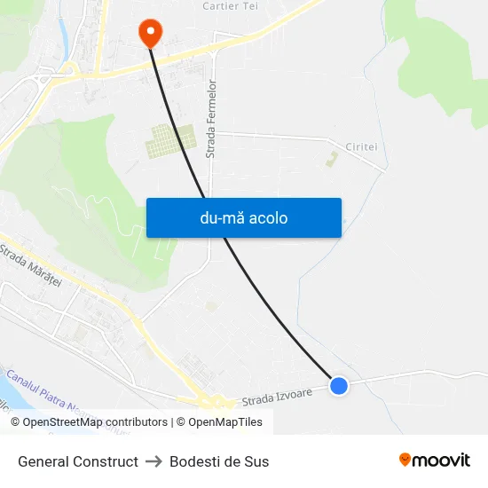 Harta de General Construct către Bodesti de Sus