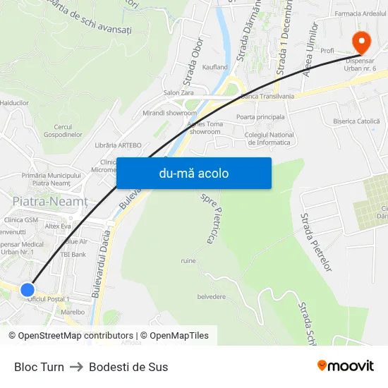 Harta de Bloc Turn către Bodesti de Sus