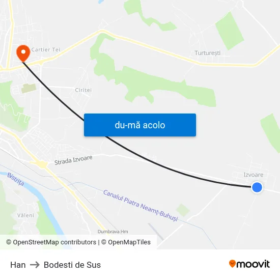 Harta de Han către Bodesti de Sus