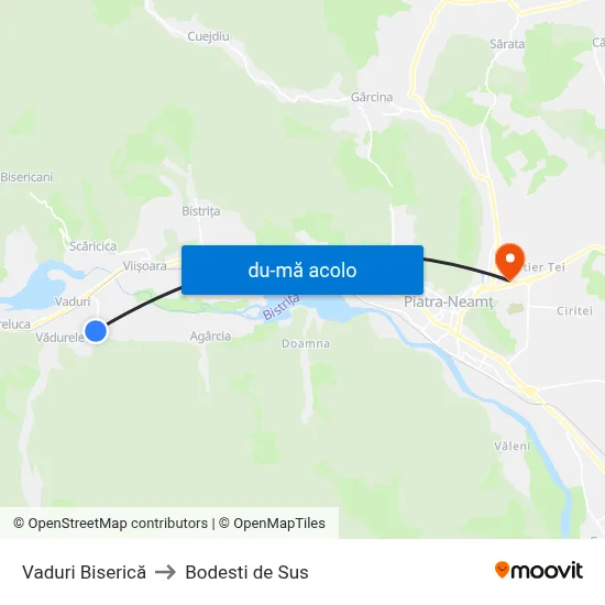 Harta de Vaduri Biserică către Bodesti de Sus