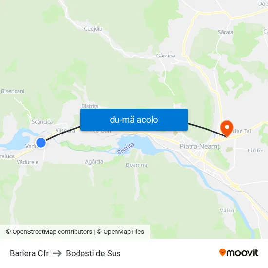 Harta de Bariera Cfr către Bodesti de Sus