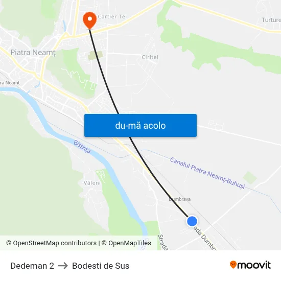 Harta de Dedeman 2 către Bodesti de Sus
