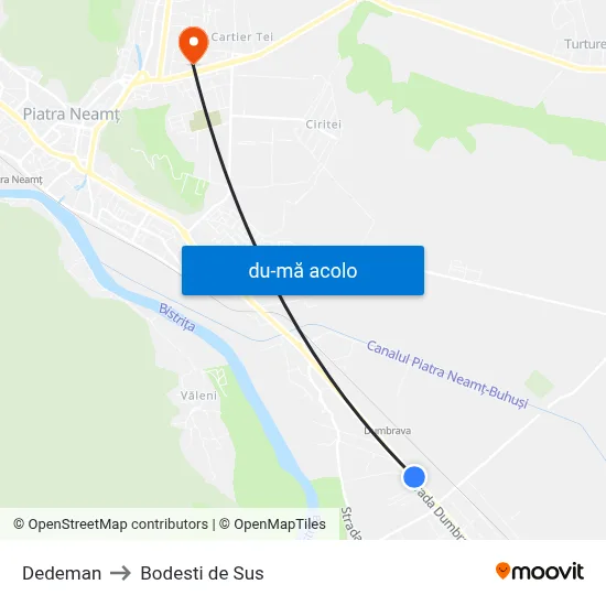 Harta de Dedeman către Bodesti de Sus