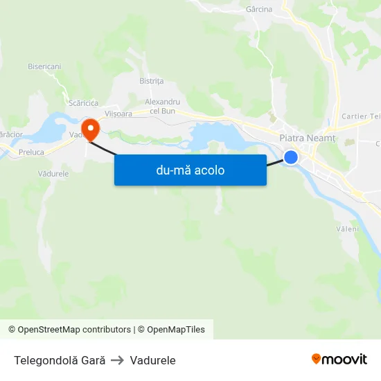 Harta de Telegondolă Gară către Vadurele