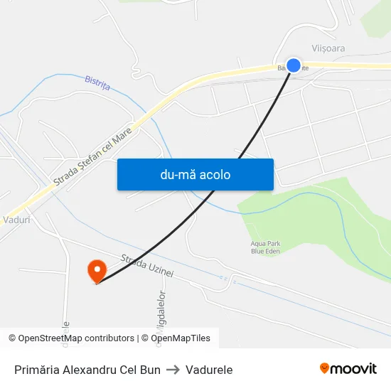 Harta de Primăria Alexandru Cel Bun către Vadurele