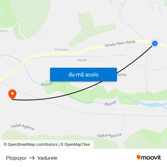 Harta de Plopușor către Vadurele
