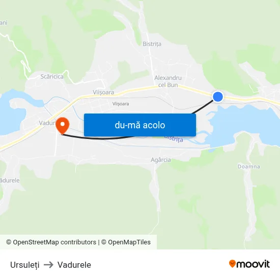 Harta de Ursuleți către Vadurele