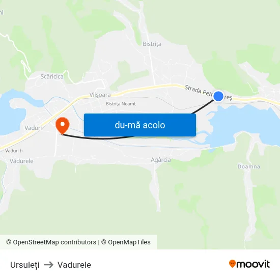 Harta de Ursuleți către Vadurele