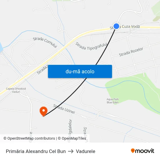 Harta de Primăria Alexandru Cel Bun către Vadurele