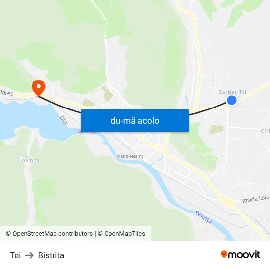 Harta de Tei către Bistrita