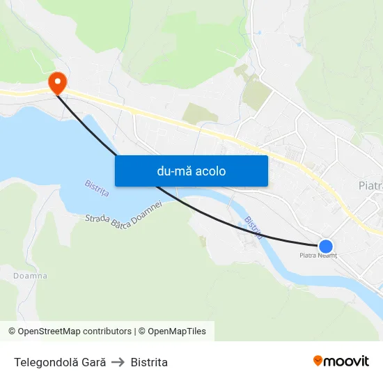 Harta de Telegondolă Gară către Bistrita