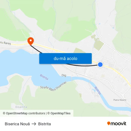 Harta de Biserica Nouă către Bistrita