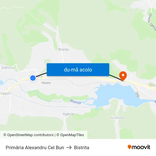 Harta de Primăria Alexandru Cel Bun către Bistrita