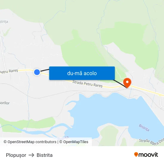 Harta de Plopușor către Bistrita