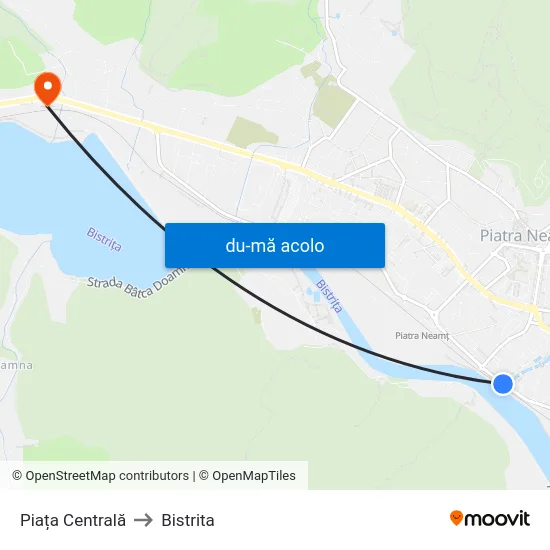 Harta de Piața Centrală către Bistrita