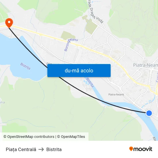 Harta de Piața Centrală către Bistrita