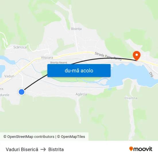 Harta de Vaduri Biserică către Bistrita
