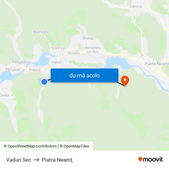 Harta de Vaduri Sec către Piatra Neamţ