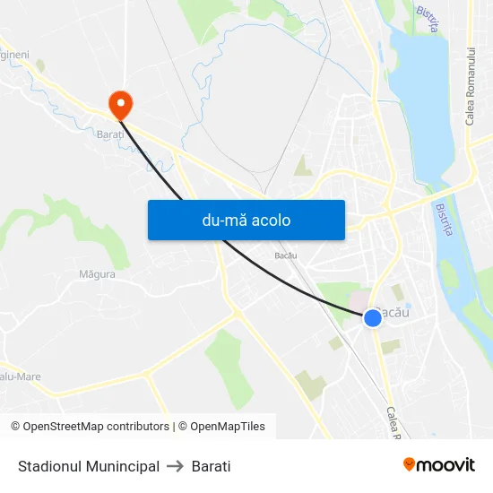 Harta de Stadionul Munincipal către Barati