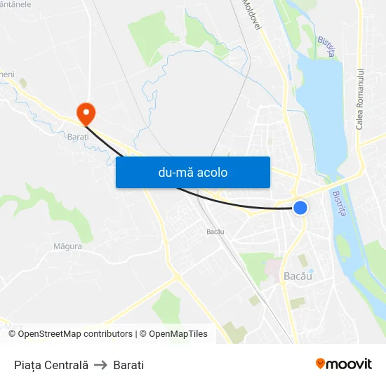 Harta de Piața Centrală către Barati