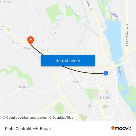 Harta de Piața Centrală către Barati