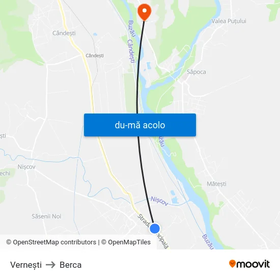 Harta de Vernești către Berca