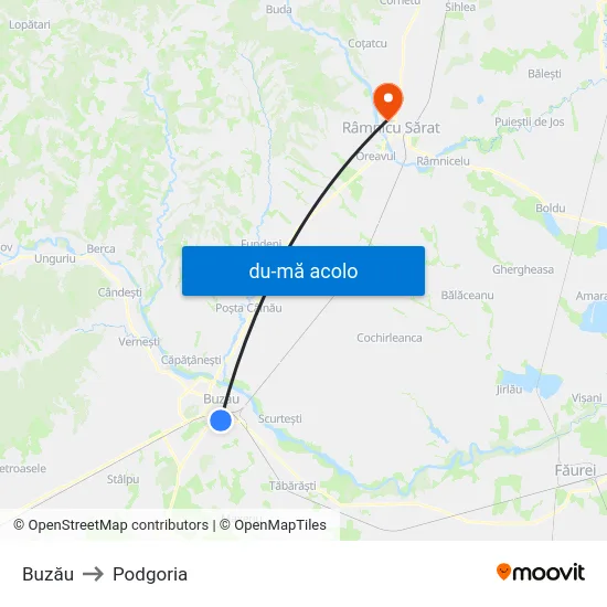 Harta de Buzău către Podgoria