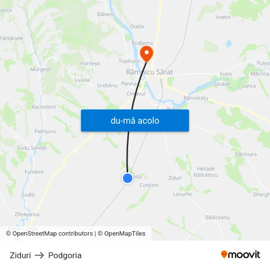Harta de Ziduri către Podgoria