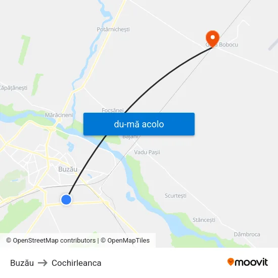 Harta de Buzău către Cochirleanca