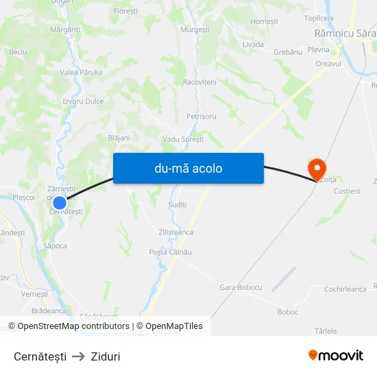 Harta de Cernăteşti către Ziduri