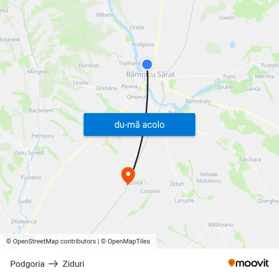 Harta de Podgoria către Ziduri