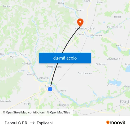 Harta de Depoul C.F.R. către Topliceni