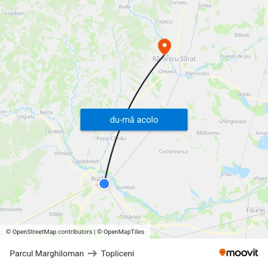 Harta de Parcul Marghiloman către Topliceni