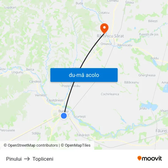 Harta de Pinului către Topliceni