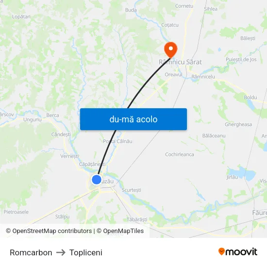 Harta de Romcarbon către Topliceni