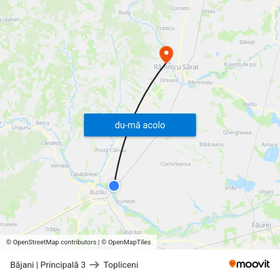 Harta de Băjani | Principală 3 către Topliceni