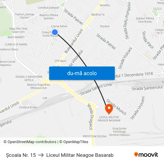 Harta de Școala Nr. 15 către Liceul Militar Neagoe Basarab