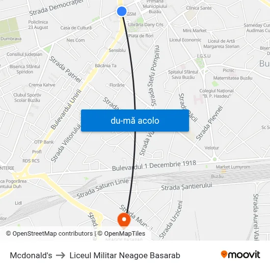 Harta de Mcdonald's către Liceul Militar Neagoe Basarab