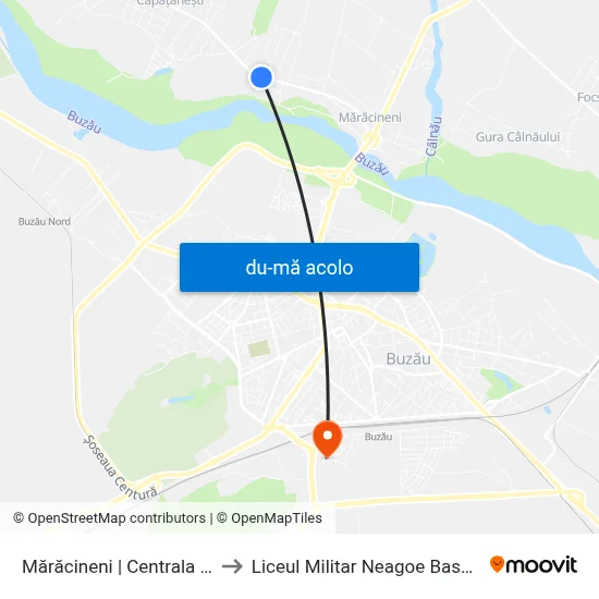Harta de Mărăcineni | Centrala M2 către Liceul Militar Neagoe Basarab