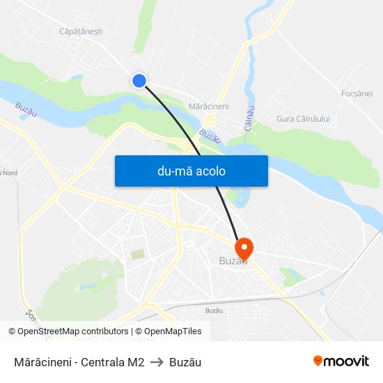 Harta de Mărăcineni - Centrala M2 către Buzău
