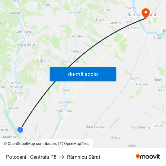 Harta de Potoceni | Centrala P8 către Râmnicu Sărat