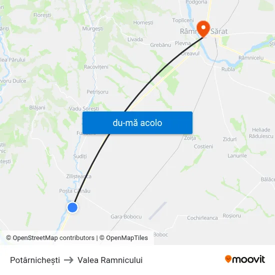 Harta de Potârnichești către Valea Ramnicului