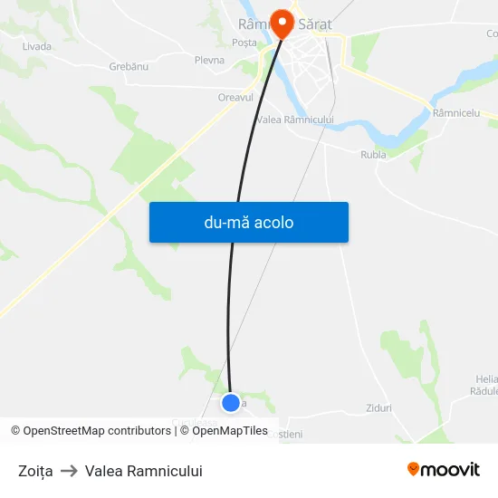 Harta de Zoița către Valea Ramnicului