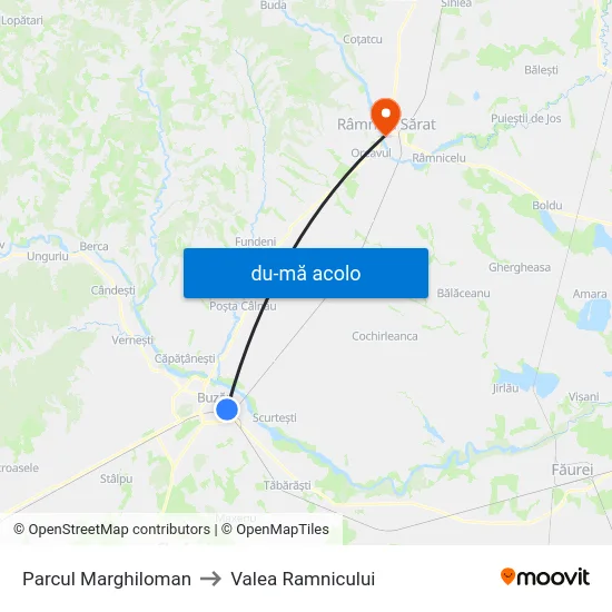 Harta de Parcul Marghiloman către Valea Ramnicului