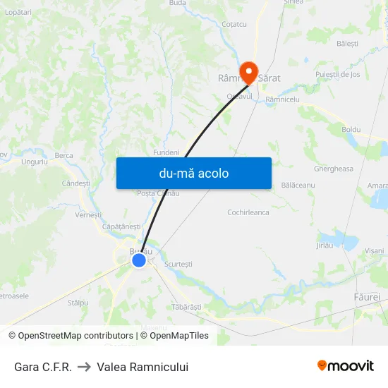 Harta de Gara C.F.R. către Valea Ramnicului