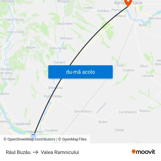 Harta de Râul Buzău către Valea Ramnicului