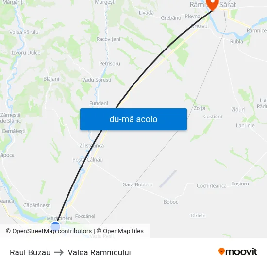 Harta de Râul Buzău către Valea Ramnicului